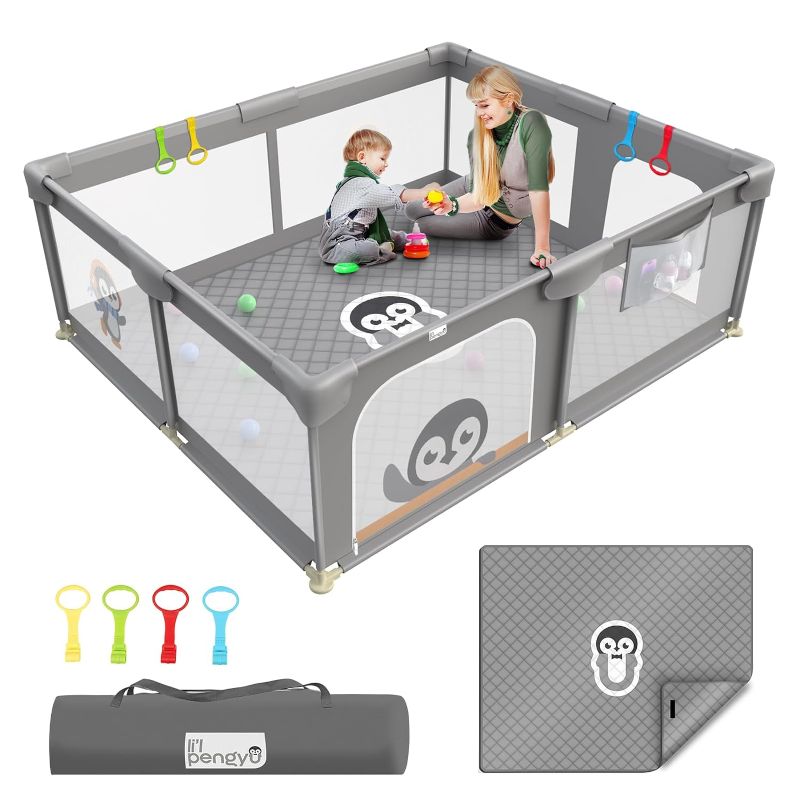 Photo 1 of Baby Playpen with Mat 71 x 59 inch Baby Playpen for Babies and Toddlers, Extra Large Baby Playyard for Indoor & Outdoor Activity, with Soft Breathable Mesh for Kids Center

