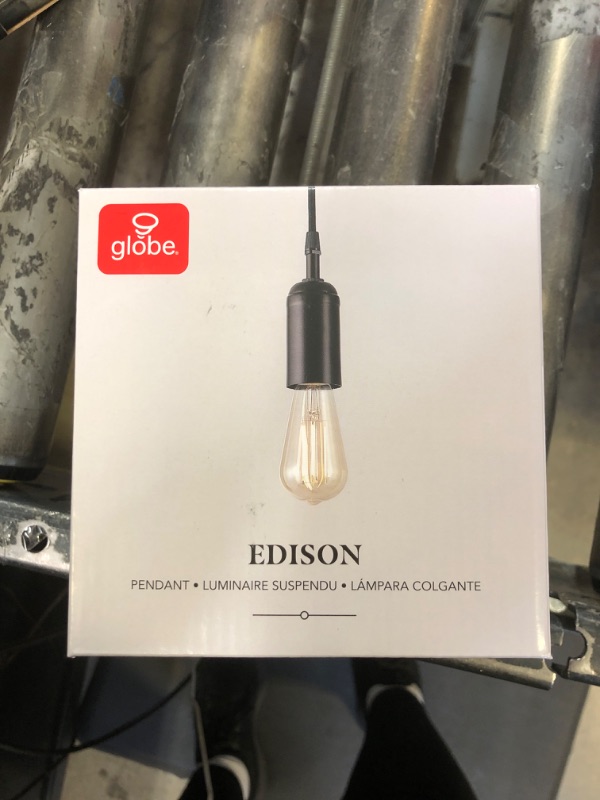 Photo 2 of Globe Electric 64906 Edison Matte Black Pendant Light + 35851 Wi-Fi Smart 7W (60W Equivalent) Multicolor Changing RGB Tunable White Clear LED Light Bulb, G25 Shape With Bulb Matte Black