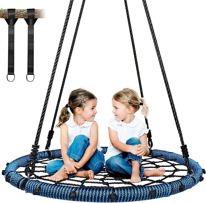 Photo 1 of Trekassy Spider Web Saucer Swing 40 inch for Tree Kids with Steel Frame and Hanging Ropes
