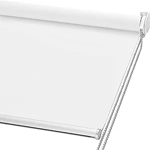 Photo 1 of ChrisDowa 100% Blackout Roller Shade, Window Blind with Thermal Insulated, UV Protection Fabric. Total Blackout Roller Blind for Office and Home. Easy to Install. White,40" W x 72" H
