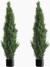 Photo 1 of Silk Tree Warehouse Two 4 Foot Artificial Topiary Cedar Trees Potted 48" Indoor Outdoor Plants Company Inc