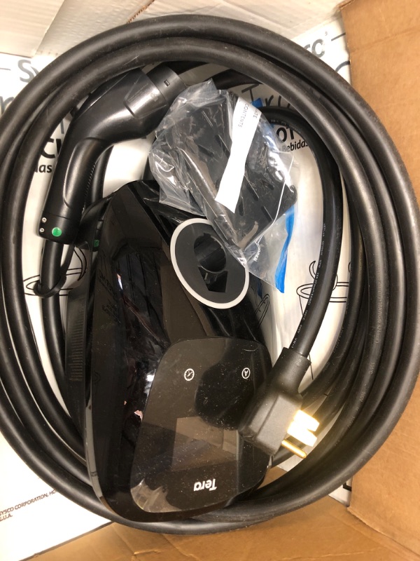 Photo 2 of Tera Electric Vehicle Charger for Tesla: Level 2 J1772 2024 Newest ETL Energy Star 48A with Manual Setting Amps & Schedule on Unit 240V - 2 Years Warranty - 25 FT Cable NEMA 14-50 W01 Black 48A Plug Ink