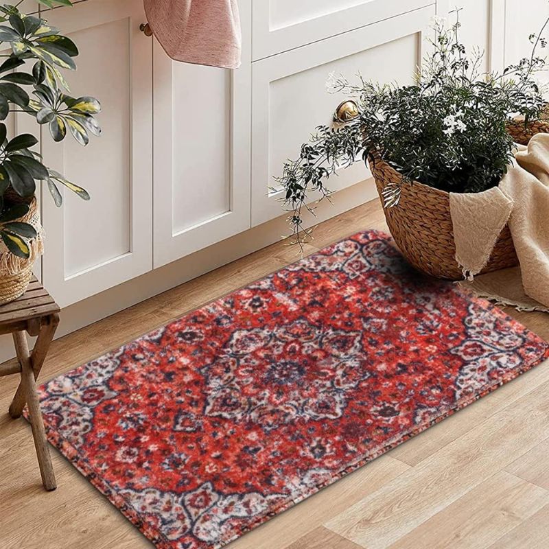 Photo 1 of GOLLEY Bohemian Washable Distressed Area Rug - 2'x3' Small Rug,Non-Slip, Washable & Soft Low-Pile Area Rug for High Traffic Areas - for Indoor Doormats, Entryways, Kitchens & Bathrooms.
