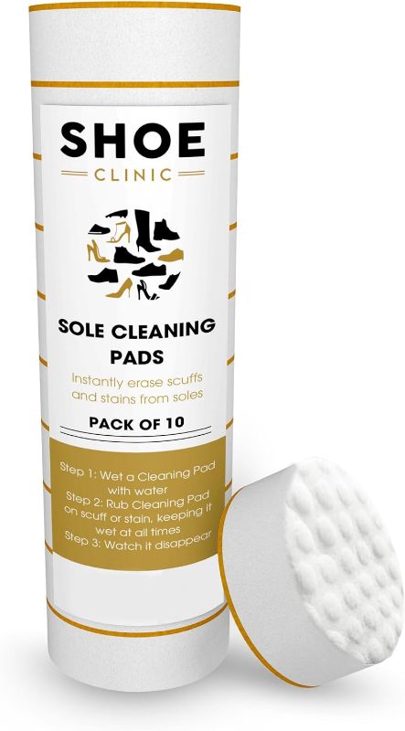 Photo 1 of Shoe Clinic Sole Cleaning Pads | Instant Sneaker Sole Cleaner For Cleaning White Rubber Soles | Disposable, Double Sided | (10 Pack)
