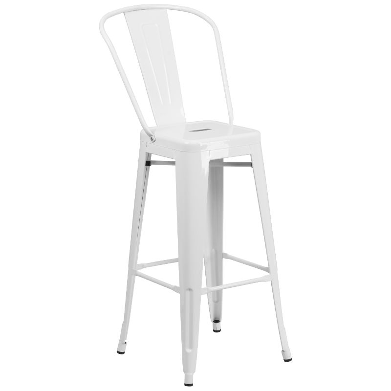 Photo 1 of 30 in. High Metal Indoor-Outdoor Barstool - White
