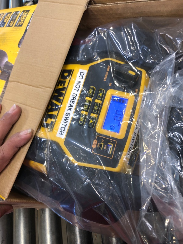 Photo 2 of DEWALT DXAEJ14-Type2 Digital Portable Power Station Jump Starter - 1600 Peak Amps with 120 PSI Compressor, AC Charging Cube, 15W USB-A and 25W USB-C Power for Electronic Devices 1600 Amps