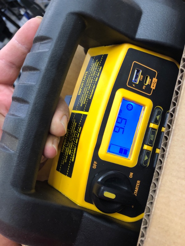 Photo 2 of DEWALT DXAEJ14-Type2 Digital Portable Power Station Jump Starter - 1600 Peak Amps with 120 PSI Compressor, AC Charging Cube, 15W USB-A and 25W USB-C Power for Electronic Devices 1600 Amps