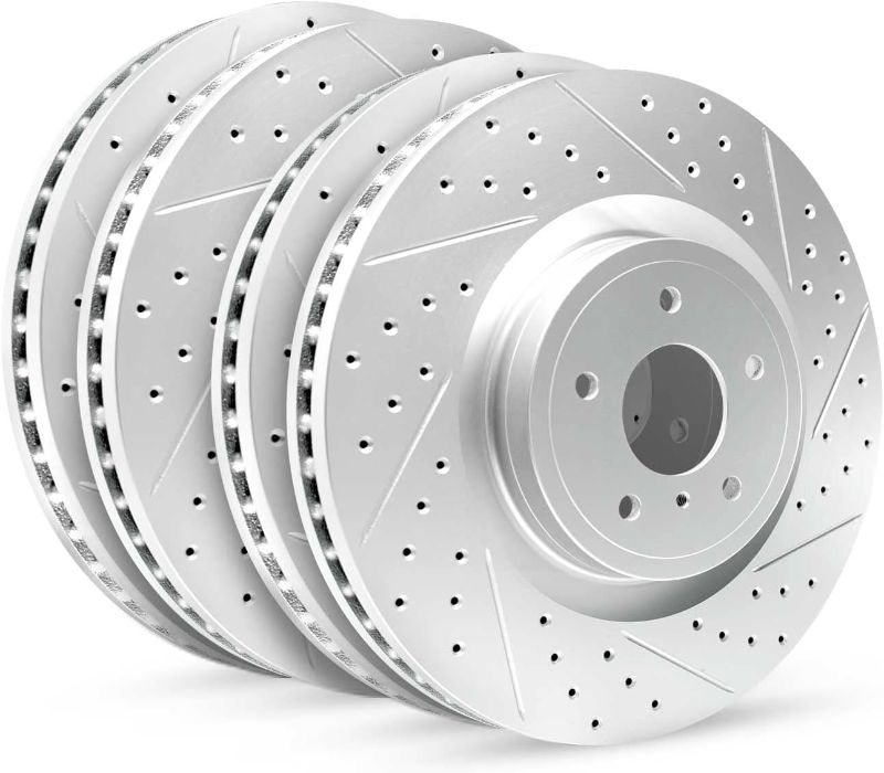 Photo 1 of R1 Concepts Front Rear Brake Rotor Kit |Brake Rotors| Brake Disc |Drilled and Slotted|fits 2019-2023 Acura RDX

