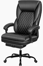 Photo 1 of BestEra Office Chair, Big and Tall Office Chair Executive Office Chair with Foot Rest Ergonomic Office Chair Home Office Desk Chairs Reclining High Back Leather Chair with Lumbar Support (Black)