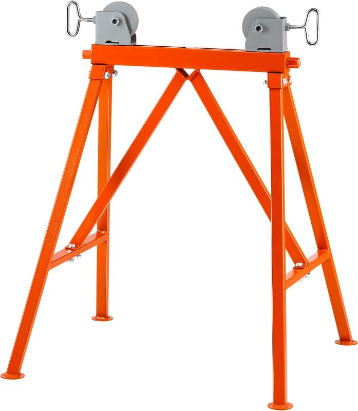Photo 1 of Vevor  Stand with Roller Head, Heavy Duty 2500 LBS Load Capacity, Suitable for 2-36 inches Pipes, 45# Steel Roller Pipe Stand for Welding