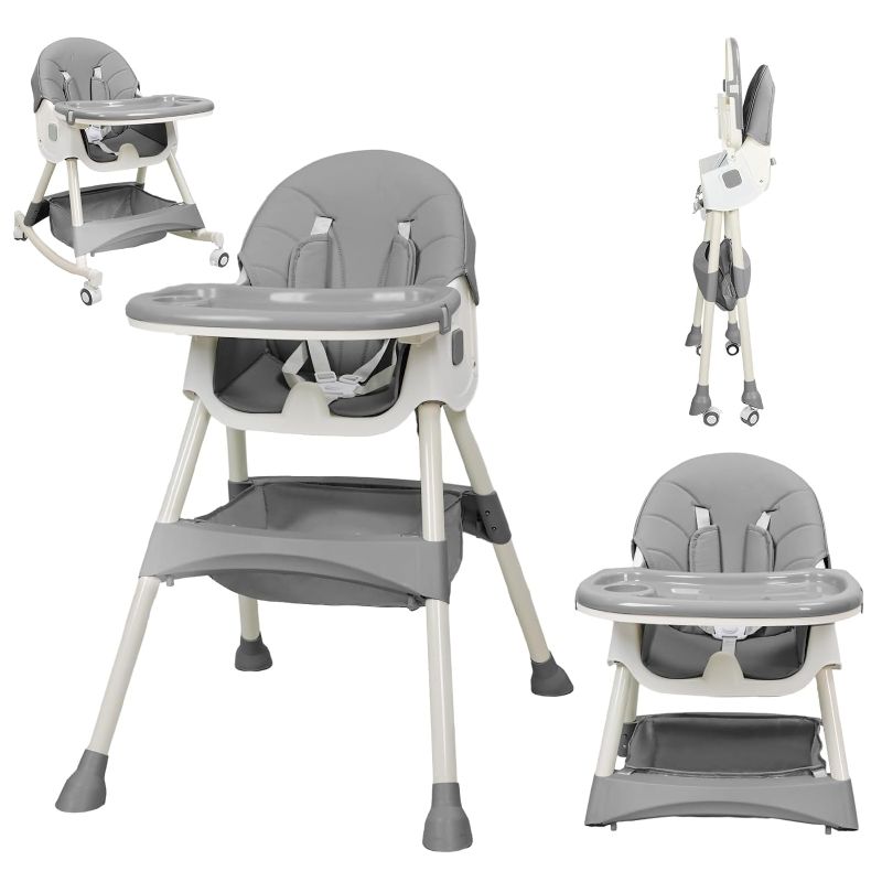 Photo 1 of 4-in-1 Baby High Chair, High Chairs for Babies and Toddlers with Removable Tray and Adjustable Backrest & Height, Convertible & Foldable, Grows with Baby

