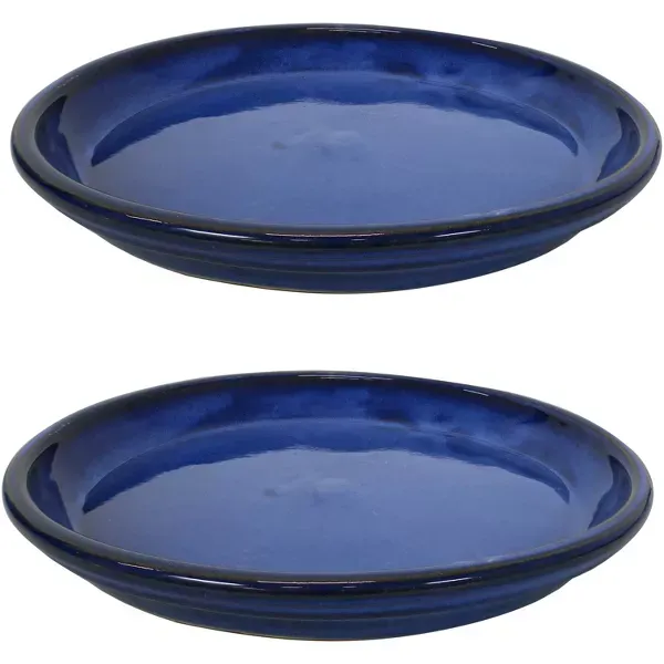 Photo 1 of Sunnydaze Outdoor/Indoor High-Fired Glazed UV- and Frost-Resistant Ceramic Flower Pot Planter Saucers - 2-Pack

