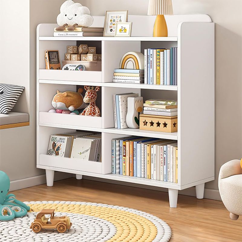 Photo 1 of  Wooden Cube Bookcase with Legs - 3-Tier Open Shelf Kidsroom Sorted Storage Cabinet Organizer for Books and Toys