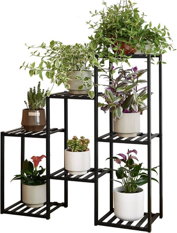 Photo 1 of Bamboo Utility 2 Tier Plant Stand Rack Multiple Flower Pot Holder Shelf Indoor Outdoor Planter Display Shelving Unit for Patio Garden