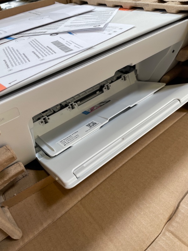 Photo 2 of HP DeskJet 2755e Wireless Color All-in-One Printer with bonus 6 months Instant Ink (26K67A), white