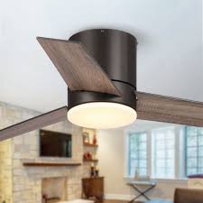 Photo 1 of Kielah 48 in. Integrated LED Bronze Flush Mount Ceiling Fan with Light and Remote Control
