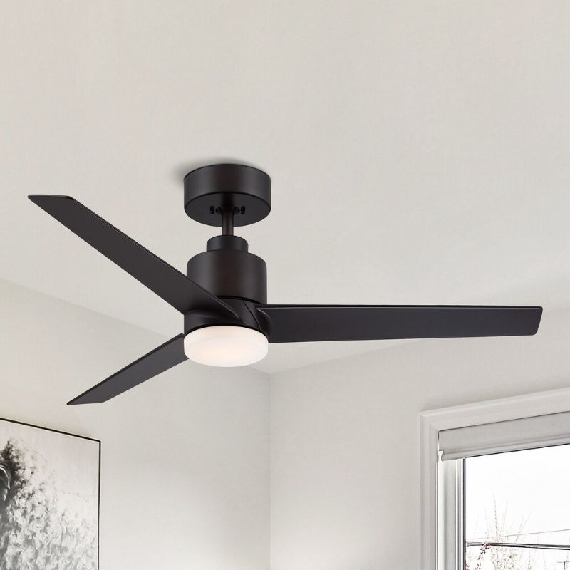 Photo 1 of 44 in. Integrated LED Indoor Oil Rubbed Bronze Downrod Mount Ceiling Fan with Light and Remote Control
