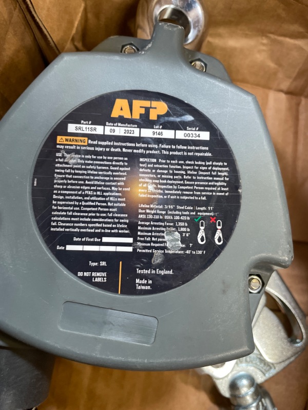 Photo 4 of AFP Demon 11 FT Single Leg Self-Retracting Lifeline Cable Retractable | Steel Locking Snap Hook | Safety Yoyo | Fall Protection Arrest Limiter | Construction Industrial | OSHA & ANSI Rated SRL
