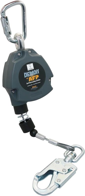 Photo 1 of AFP Demon 11 FT Single Leg Self-Retracting Lifeline Cable Retractable | Steel Locking Snap Hook | Safety Yoyo | Fall Protection Arrest Limiter | Construction Industrial | OSHA & ANSI Rated SRL
