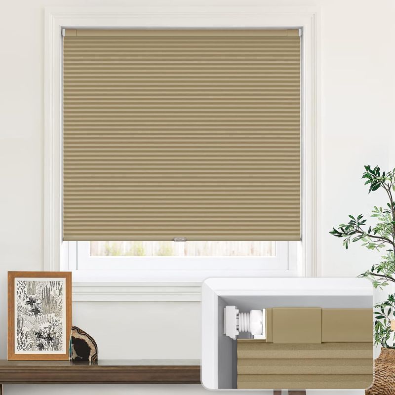 Photo 1 of Cordless Cellular Shades No Tools No Drill Blackout Cellular Blinds for Window Size 20" W x 64" H, Soft Cream
