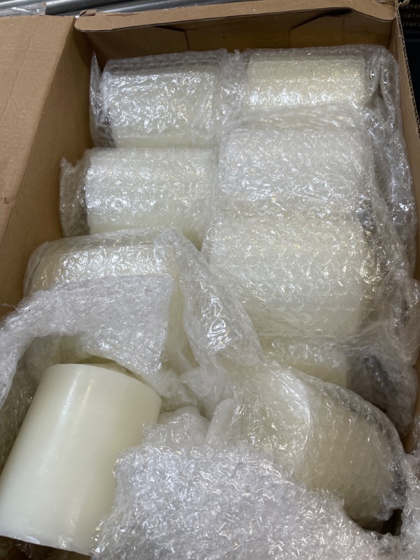 Photo 2 of MTLEE 16 Pcs Ivory Pillar Candles Bulk 3 x 4 Inches Unscented Pillar Candles Set Dripless Large Pillar Candles Clean Burning Pillar Candles for Wedding Party Dinner Home Decor Spa