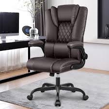 Photo 1 of **PARTS ONLY**, **FINAL SALE** Office Chair, Executive Leather Chair Home Office Desk Chairs Ergonomic High Back Computer Chair with Lumbar Support, Flip-Up Armrest, Swivel Rolling Chair with Rocking Function (Coffee
