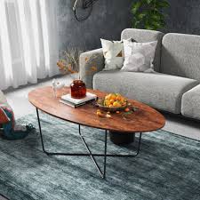 Photo 1 of HoldoLife Oval Coffee Table for Living Room, Metal Frame, Easy to Assemble, 47inch, Sandalwood
