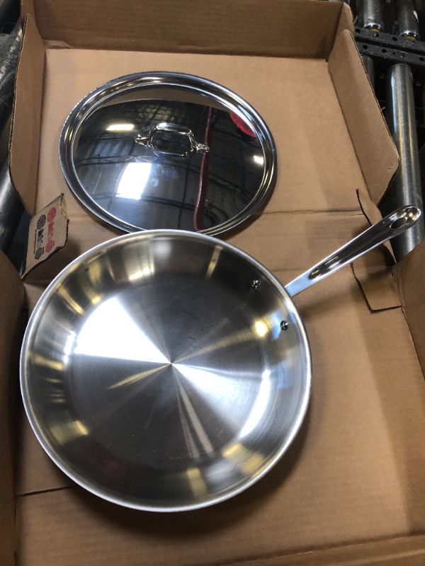 Photo 2 of All-Clad D3 Stainless Cookware, 12-Inch Fry Pan With Lid, Tri-Ply Stainless Steel, Professional Grade, Silver
