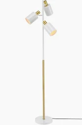 Photo 1 of Globe Electric 65538 67" 3-Light Floor Lamp, Matte White, Antique Brass Accents, Pivoting Lamp Heads, in-Line On/Off Foot Switch, Floor Lamp for Living Room, Floor Lamp for Bedroom, Home Improvement