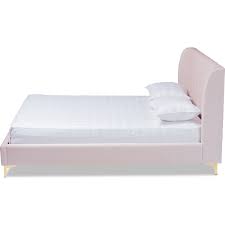 Photo 1 of box 2 of 2 for Baxton Studio BBT6765-Light Pink-Queen Size Platform Bed