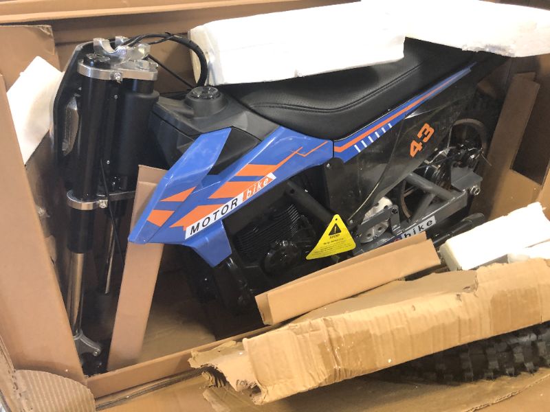Photo 2 of 36V Ride on Dirt Bike Motorcycle for Teens,15.5MPH Fast Speed Electric Battery-Powered Off-Road Motorcycle, 500W Brushed Motor,Max Load 175 lbs,LED Light,Leather Seat,Disc Brake,Air-Filled Tires Blue,brushed Motor