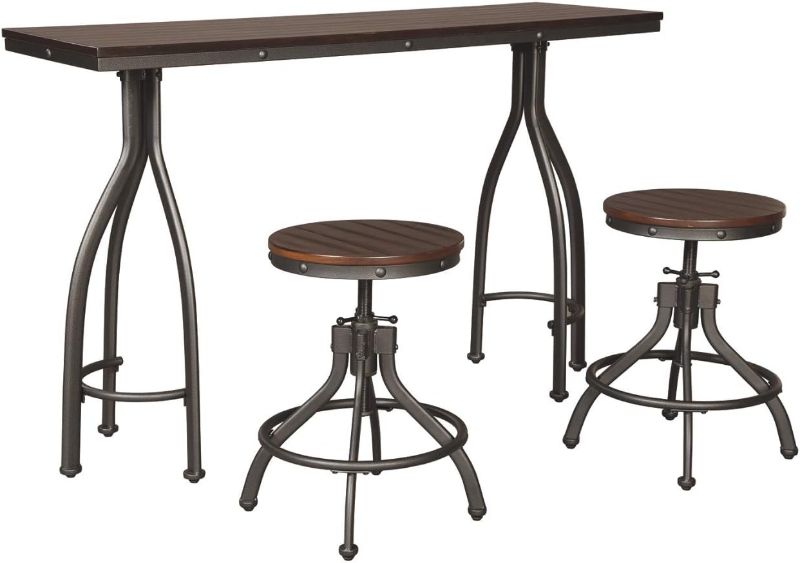 Photo 1 of Signature Design by Ashley Odium Urban Counter Height Dining Table Set with 2 Bar Stools, Gray
