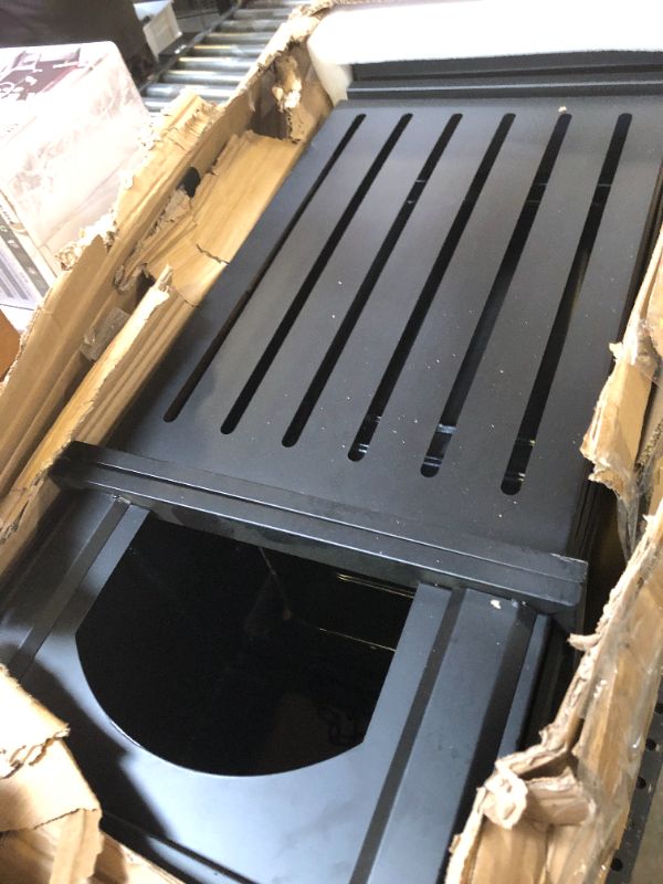 Photo 2 of BEAMNOVA Black Trash Can Outdoor Top Tray Stainless Steel Commercial Garbage Enclosure with Locking Lid Heavy Duty Industrial Yard Garage Waste Container, 37.4*17.7*17.7in Black 37.4*17.7*17.7in / 95*45*45cm