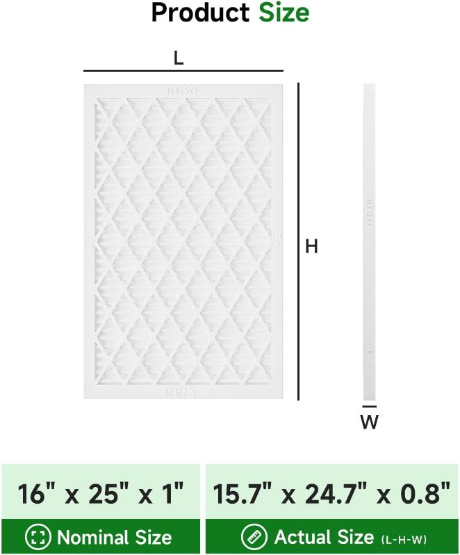 Photo 1 of 1pc--Future Way 16x25x1 Air Filter, MERV 8, MPR 700, Assembly Kit with 1 Reusable ABS Frame & 8 Filters for AC Furnace, Actual Size: 15-11/16 x 24-11/16 x 3/4 inch