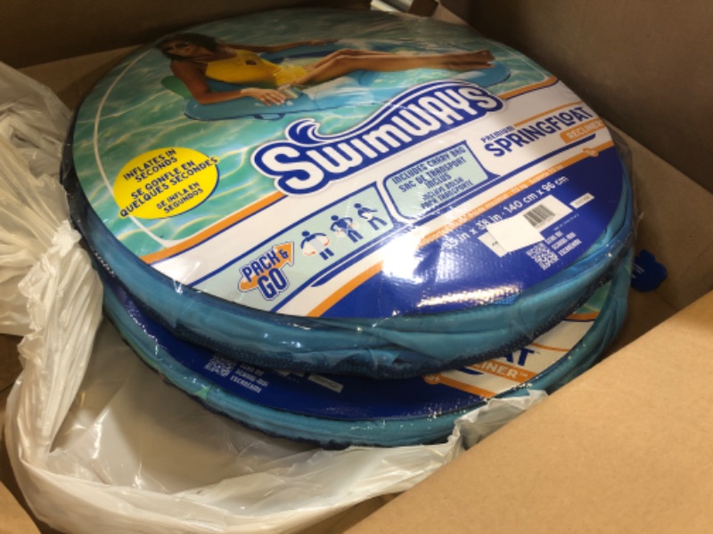 Photo 1 of Kelsyus Floating Swimming Pool Lounger Chaise Inflatable Chair w/Cup Holder & Clips, Blue (2 Pack)