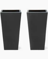 Photo 1 of Step2 Tremont Tall Square Planter Pot, Onyx Black – Large Planter for Outdoor/Indoor Use – Maintenance Free Design – Ideal Patio and Front Porch Planter – Measures 15" x 15" x 28" Square Onyx Black 1-Pack