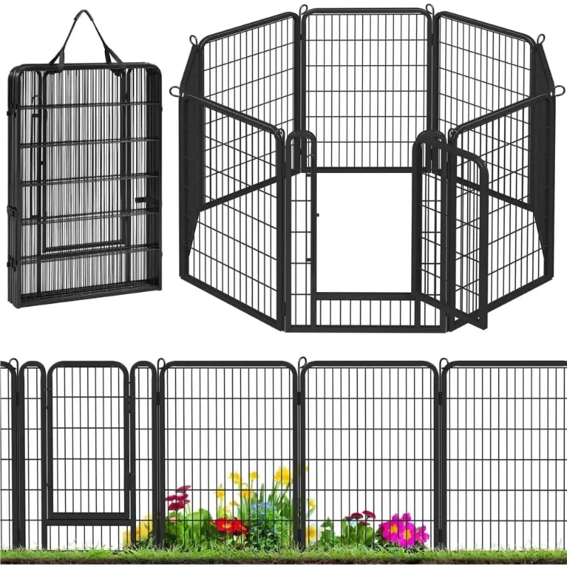 Photo 1 of 40in x 18ft Decorative Garden Fence Rustproof Folding Fencing Landscape Patio Flower Bed Animal Barrier Border for Dog Outdoor Fences Black
