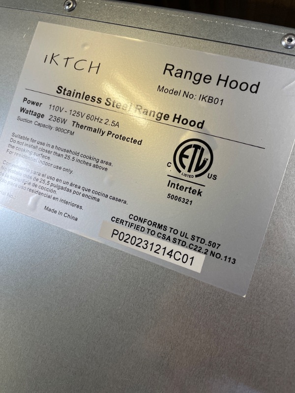 Photo 2 of IKTCH New 30" Range Hood Insert, 900 CFM Ducted/Ductless Range Hood with 4 Speed Fan, White Stainless Steel & Tempered Glass Range Hood 30 inch with Gesture Sensing&Touch Control Making life Smarter 30 inch range hood New White