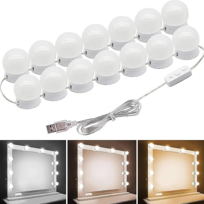 Photo 1 of Boahaus Modern Vanity Lighting - 11-Bulb Hollywood Style LED Mirror Light, White
