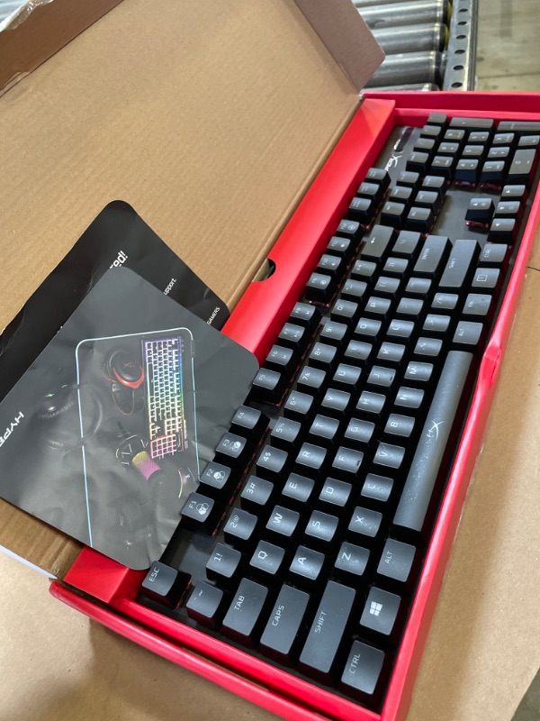 Photo 2 of HyperX Alloy Origins PBT - Mechanical Gaming Keyboard, PBT Keycaps, RGB lighting, Compact, Aluminum Body, Customizable with HyperX NGENUITY, Onboard Memory - HyperX Tactile Aqua Switch Full Size HyperX Aqua Black PBT