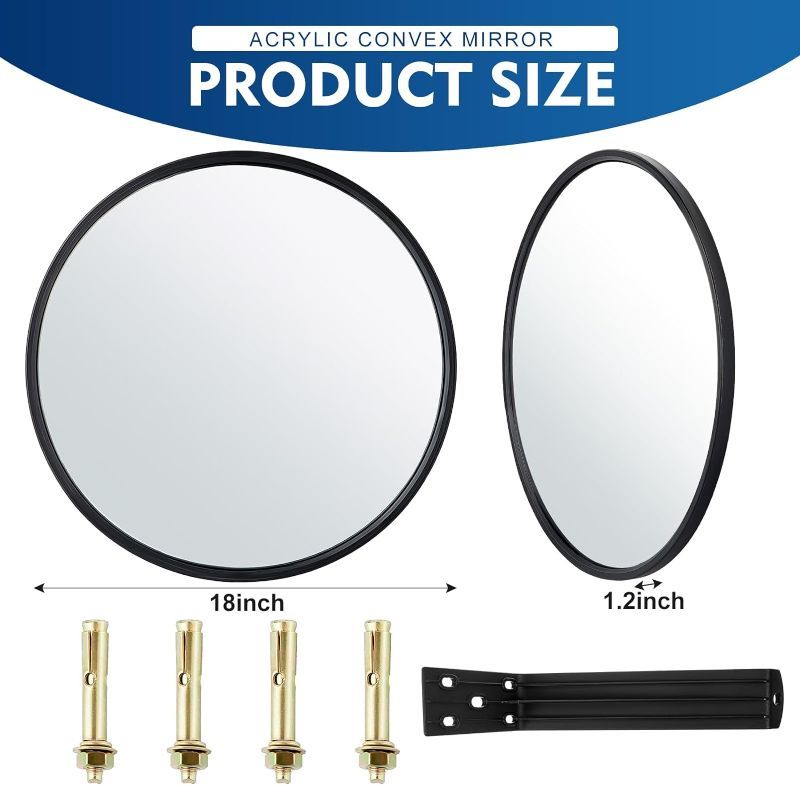 Photo 1 of Maitys Convex Mirror Acrylic Safety Security Traffic Garage Corner Mirror Adjustable Wide Angle View Mirror with Fixing Bracket for Indoor Outdoor School Classroom Warehouse  24 Inch Indoor