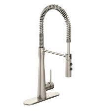 Photo 1 of Single-Handle Spring Sprayer Kitchen Faucet with Dual Function Sprayhead in Brushed Nickel
