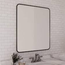 Photo 1 of 24 in. W x 36 in. H Rectangular Aluminum Framed Wall Bathroom Vanity Mirror in Black
