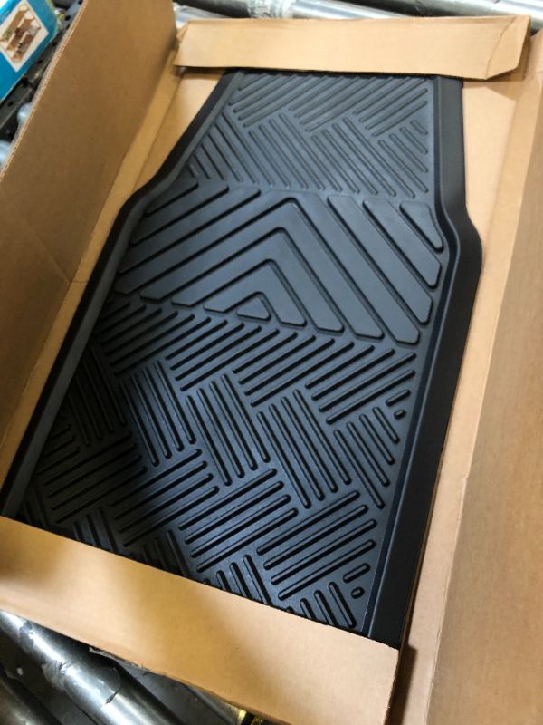 Photo 2 of ClimaTex Heavy Duty Car, Truck, Van, and SUV Automotive Floor Mat for Back Seat Protection, Weatherproof Deep Channel No-Slip Front Seat Floor Mats, 2 Piece Set, Black 2-Piece Set Black