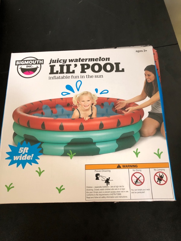Photo 2 of BigMouth Inc. Watermelon Lil' Inflatable 5' Kiddie Pool, Durable and Safe Plastic Kid Pool, Easy to Clean and Store
