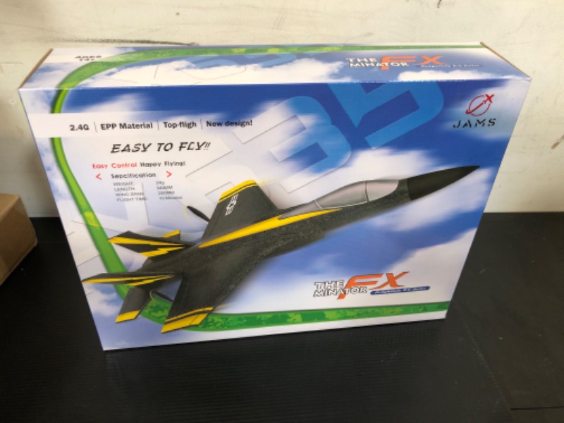 Photo 2 of JAMS RC Airplanes 2.4GHz 2 Channel Remote Control Airplanes F-35 RC Jet Airplanes Black and Yellow with Gyro and 2 Batteries (30 Mins) Easy to Fly for Adults, Beginners and Advanced Kids
