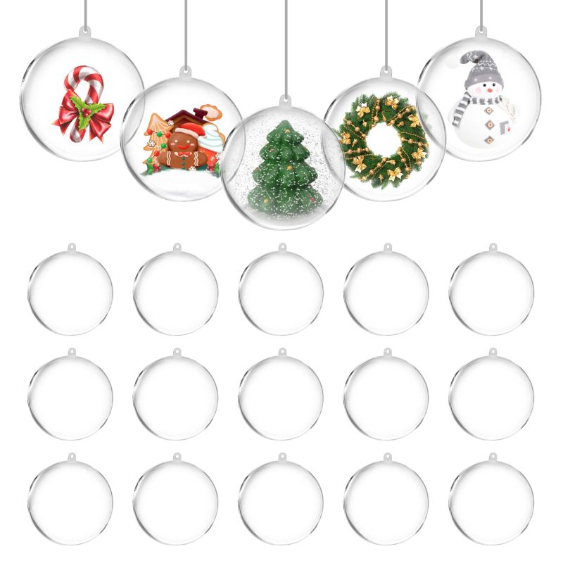 Photo 1 of HOOSUNNY 20PCS 3.15"/80mm Clear Christmas Balls Ornaments Decorative Hanging Ornaments Balls For Christmas Tree Wedding Party Clear Plastic Fillable Christmas Ball Ornaments Set
