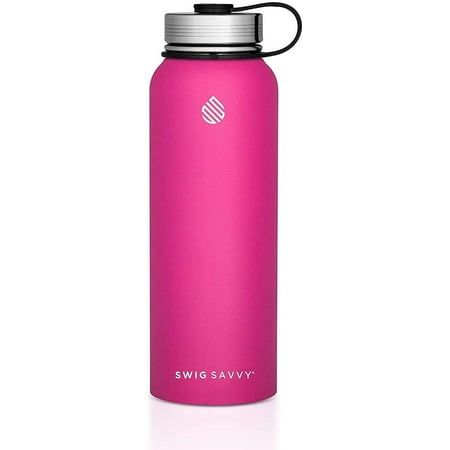 Photo 1 of Swig Savvy Sports Water Bottle Vacuum Insulated Stainless Steel Double Wall Wide Mouth Leakproof Lid - 18oz (Pink)
