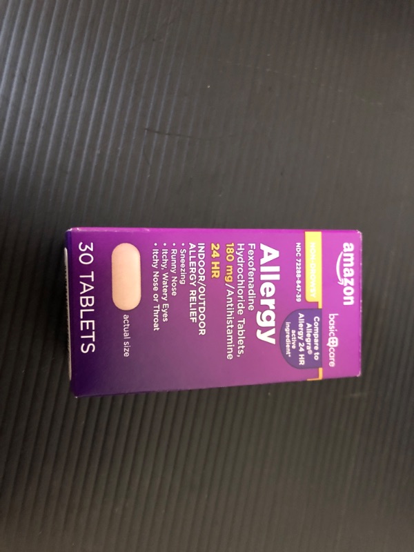Photo 2 of exp date 04/2024 ----Amazon Basic Care All Day Allergy Relief, Fexofenadine Hydrochloride Tablets, 180 mg, Antihistamine, Non-Drowsy, 24-Hour Relief, 30 Count