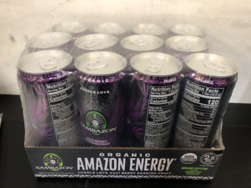 Photo 2 of Amazon Energy Acai Berry Passionfruit Energy Drink Organic, 12pcs exp date 10SEP24